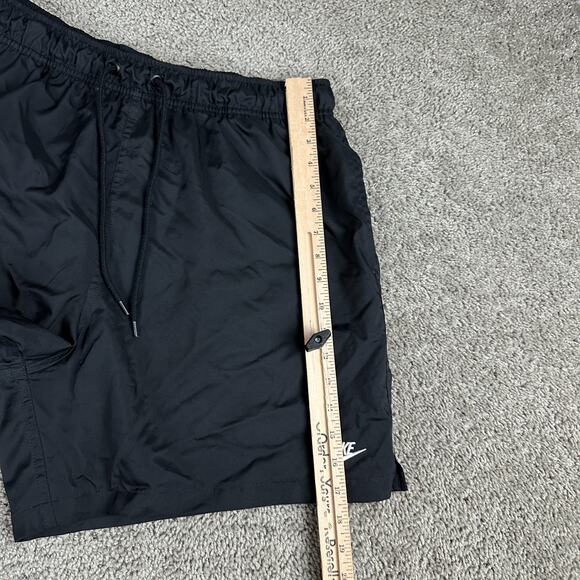 Nike Club Shorts Mens Large Woven Flow Shorts Lined Drawstring Black White - Picture 5 of 12